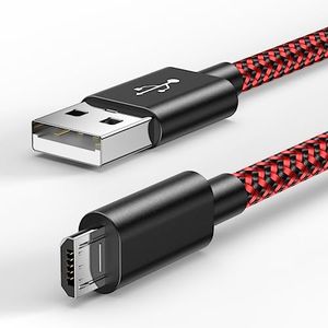 6amLifestyle 16 FT PS4 Controller Charger Charging Cable, Nylon Braided Extra Long Micro USB 2.0 High Speed Data Sync Cord Compatible for Playstaion 4, PS4 Slim/Pro, Xbox One S/X Controller, Red