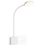 ENUOTEK Dimmable Plug in LED White Wall Reading Light, Flexible Bedside Reading Lamp with Outlet Power Plug, 4W Light Brightness 350Lm, Neutral White Lighting 4000K, for Type G Power Socket