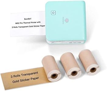 Phomemo M02 Pro Pocket Printer - with 3 Rolls Transparent Gold Paper， Compatible with iOS + Android for Plan Journal, Study Notes, Art Creation, Work, Gift
