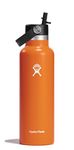 HYDRO FLASK - Water Bottle 621 ml (21 oz) with Flex Straw Cap - Vacuum Insulated Stainless Steel Reusable Water Bottle - Leakproof Lid - Hot and Cold Drinks - Standard Mouth - BPA-Free - Mesa