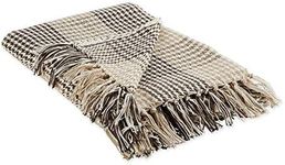 DII California Casual Houndstooth Woven Throw, Dark Brown & Stone, 50x60