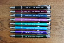 Sticky Art UK Personalised Engraved Pen - Elegant Metal Design - Buy 5 get 5 free - Gift for Birthday - Teacher Christmas