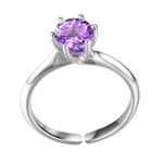 HighSpark 925 Silver Martini Style Real Gemstone Ring for Women | 92.5 Sterling Silver Adjustable Contemporary Style & Stunning Shine | Lovely Gift - Amethyst Ring