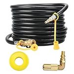 Patioer 24FT Quick-Connect RV Propane Hose with 1/4" Safety Shutoff Valve, Low Pressure Quick Disconnect Propane Hose with Elbow Adapter for 17" and 22" Blackstone Griddles