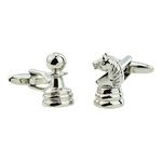 Pawn and Knight Chess Piece Cufflinks Presented in a Box