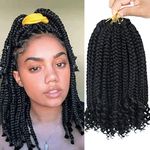 Layashow 12 Inch Crochet Box Braids Curly Ends 6 Packs Bohemian Box Braids Crochet Braid Hair for Black Women (1B, 12 Inch)