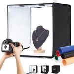 Photo Box, PULUZ Photo Studio Light Box Photography 60cm/24 inch Portable Light Tent LED 5500K White Light Dimmable Large Photo Booth Kit with 6 Backdrops