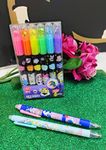 KIDOS JOY Space Astronaut planet theme Cute design Neon Highlighter with Erasable space theme gel pen / Quality Grip marker pen for kids & Adults, Party theme Gifting idea school office small fancy stationery ( 6 pcs set+ 2pen)