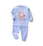 Bold N Elegant Winter Warm Fleece Kid's Car Robot Cartoon Print Thick Sweatshirt Tshirt and Lower Clothing Set for Baby Boys Girls Kids (Pajama Set, Blue - Car, 18 Months-24 Months)