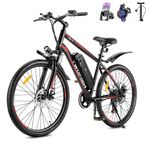 TWOFISH Electric Bike for Adults, 250W Motor E Bike with 36V 15Ah Battery, 100KM Max Range, 7-Speed Electric Mountain Bicycle with LED Display, Disc Brakes, Cruise Control, TF-1 (Black-Red)