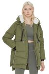 Orolay Women's Thickened Down Jacket Hooded Long Puffer Coat for Winter Green S