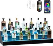 YITAHOME LED Lighted Liquor Bottle Display Shelf, 3-Step 40-inch Bar Liquor Alcohol Shelf for Home Counter Party, Acrylic Mounted Whiskey Rack Stand with Remote & App Control