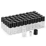 50 Pack 3ml Clear Glass Sample Vials For Essential Oils,Empty Glass Roller Bottle With Stainless Steel Roller Ball 3/4 Dram Glass Vials Perfume Roll On container-funnel,Opener,Dropper Included