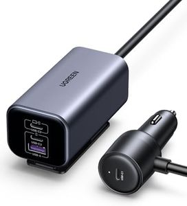 UGREEN 150W Car Charger Fast Charging, USB C Car Charger PD 140W GaN, 4-Port USB Car Charger Compatible with MacBook, iPhone 16 Pro Max/15/14/13 Series, Galaxy S24/23, iPad