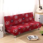 Armless Sofa Bed Cover Vintage Floral Printing Couch Sofa Slipcover Polyester Stretch Futon Cover 3 Seater Couch Sofa Cover fits Folding Sofa Bed without Armrests 80" x 50" in (Style K)