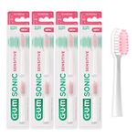 GUM Sonic Sensitive Replacement Heads for Battery Powered Toothbrush | x4 Packs of 2 (x8 Refill Heads in Total) | White