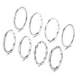 YADOCA 8Pcs 1MM 2MM Stainless Steel Rings for Women Men Minimalist Fashion Dainty Plain Thin Knuckle Stacking Midi Thumb Rings Stackable Statement Band Rings Set Silver Tone Size 6