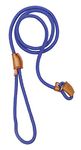 Vama Leathers Dog Slip Leash with Adjustable Stopper, Nylon Rope with Leather Trimmings. Hand Crafted. Length-5 Feet(Including Loop), Thickness: 1 Cms (Blue), 1 Count (Pack of 1)