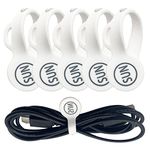 SUNFICON Magnetic Cable Clips Cable Organizers Earbuds Cords Clips Bookmark Whiteboard Noticeboard Fridge Magnets USB Cable Managers Keepers Ties Straps for Home Kitchen,Office,School,5 Pack White