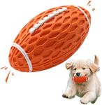 Petinstinct Dog Toys, Rugby Squeaky Dog Toys for Aggressive Chewers, Rubber Tough Dog Toy Ball, Durable Football Dog Toys for Small Medium Dog Breeds, Dog Chew Toys, Orange, Small