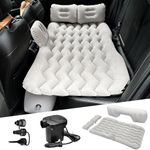 BEAUGIREW Inflatable Car Air Mattress SUV Air Mattress Back Seat Bed Portable Travel Camping Bed Thickened and Double-Sided Flocking with Electric Air Pump and Air Pillows for Car Universal SUV