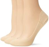 HUE womens Hidden Cotton Perfect Edge Liner Sock With Gel Tab, Cream - 3 Pair Pack, One Size