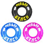 47" Inflatable Turbo Tyre Swim Swimming Ring Rubber Tube Lilo Pool Float (Set of 3 /one of each colour/)