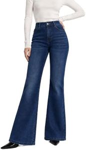 DORAVIIE Women's High Waisted Bootcut Tummy Control Stretch Jeans Navy Blue