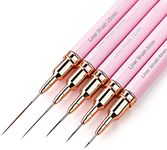 Nail Art Liner Brushes, KaiSers 5PC Nail Brushes for Nail Art Detail Liner Brushes Thin Nail Art Designs Brush Pen Set Nails Gel Polish Painting Pink Metal Handle, Sizes 4/8/12/20/25mm