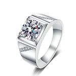 Epinki Promise Rings Men 925 Sterling Silver Simple Polished 6.5mm Cubic Zirconia Rings Jewelry Size 11