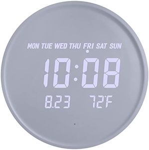 Modern Smart Led Digital Wall Clock with Temperature Wood 12/24h Time Clocks Silent Wooden Non-Ticking Lighted Large LED Display Cool Clocks for Home Living Room Kitchen Office Bedroom Decor 12 Inch