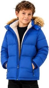 WENTTUO Boys Puffer Jacket Waterproof Winter Warm Coat Heavyweight Fleece Parka Sherpa Lined Jackets with Removable Fur Hood
