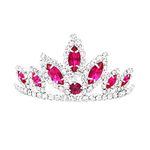 Rosemarie & Jubalee Women's Dazzling Marquis Cut Royal Princess Mini Crystal Rhinestone Hair Comb Head Crown Tiara, 1.75" Pink