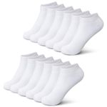 Trainer Socks White Ankle Socks for Womens Mens, Ladies No Show Low Cut Socks 8-12, Invisible Multipack Casual Footies for Sneaker Loafers Boat Shoes, Comfortable Breathable Running Athletic Socks