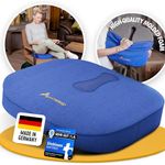 SANTERGO Orthopaedic Seat Cushion [Stable & Comfortable] - Seat Cushion for Office Chair and Car - Seat Cushion Chair, Coccyx Cushion, Haemorrhoid Seat Cushion (Blue, MEDIUM 145-200 lb)