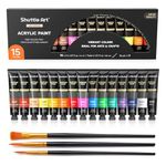 Shuttle Art Acrylic Paint Set, 15 x 12ml Tubes Artist Quality Non Toxic Rich Pigments Colours Perfect for Kids Adults Beginners Artists Painting on Canvas Wood Clay Fabric Ceramic Crafts