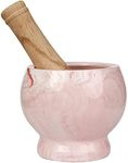 HPYNPES Mortar and Pestle Set- Ceramic Kitchen Mortar and Pestle for Spices, Herbs & More- Durable Mortar with Anti-Slip Base and Sturdy Wooden Pestle with Finest Grinding Ability- 2.6 Cups Capacity