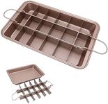 Brownie Pan with Dividers, Non-Stick Backing Pan, Brownie Pan, Lasagna Pan, Brownie Trays,18 Pre-Slice Brownie Pan All Edges, Muffin and Cupcake Pan for Baking, Brownie Bites - 12 X 8 X 2 Inches