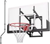 IGL Wall Mount Basketball Hoop, 52 Inch Wall Mounted Basketball Hoop Outdoor, 7.5-10 FT Adjustable Basketball Goal, Basketball Goal System with 18 Inch Pro Breakaway Rim, Reinforced Steel Bracket