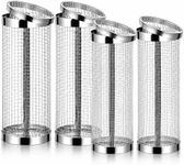 4PCS Inground Worm Composting Bin Turn Food Waste into Nutrient-Rich Soil Increase Soil Fertility Stainless Steel Composting Bin with Holes and Lid for Outdoor Garden Vegetable Patch Backyard