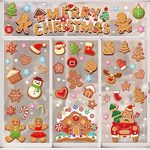 AnyDesign 9 Sheet Christmas Window Clings Gingerbread Man Candy House Truck Window Decals Double-Sided Merry Christmas Window Decor for Xmas Home School Office Decoration Party Supplies