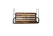 FK Wooden Iron 2 Seater Seat Indoor Outdoor Home and Garden MS ISI Pipe Hammock Swing with Natural Polished Which Fully Powder Coated Structure and Seat 300 Kg (2 Person)