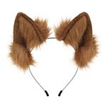 Adolala Furry Cat Wolf Fox Ears Headband Halloween Headwear Cosplay Costume Party for Women Girls