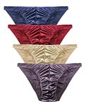 Barbra Lingerie Mens Satin Bikini Briefs Panties S to 3XL Silky Sexy Mens Underwear Multi Pack, 4 Pack-fire, M