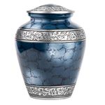 STAR INDIA CRAFT Royal Silver Cremation Urn for Human Ashes - Adult Funeral Urn Handcrafted - Affordable Urn for Ashes - Large Urn Deal (Cloud Blue, Adult (200-250 lbs))