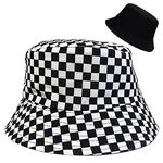 IHCEMIH Bucket Hat Unisex Reversible Sun Hats for Women Men Teens Ladies Black White Plaid Cotton Foldable Packable Double Sided Fisherman Cap for Summer Outdoor Travel Hiking Fishing Beach UK