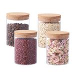 ORNAMI Airtight Glass Pantry Storage Canister Jar with Cork Stopper Lid | BPA-Free, Clear Kitchen Storage Jar (4, 0.8L)
