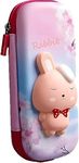 Arsenio New Kids Compass 3D Pink Rabbit Pencil Box with Cute Squishy 3D Embossed Pencil Zipper Pouch Storage Box Pencil Case for Girls Boys (Multi)