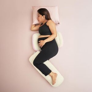 Frido Maternity Pillow Bundle | Full Body Pregnancy Pillow for Back, Belly, Leg & Bum Support | Adjustable Butterfly Design | Travel-Friendly Cuddle Pillow | Hypoallergenic Organic Cotton Cover, Pink