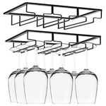 2 Pack Wine Glass Holders Hanging Under Shelf,3 Rows for 9 Wine Glasses,Heavy Duty Metal Hanging Wine Glass Rack,Wine Glass Holder for Hanging Goblets Storage Organiser,Glass Rack Hanging for Bar